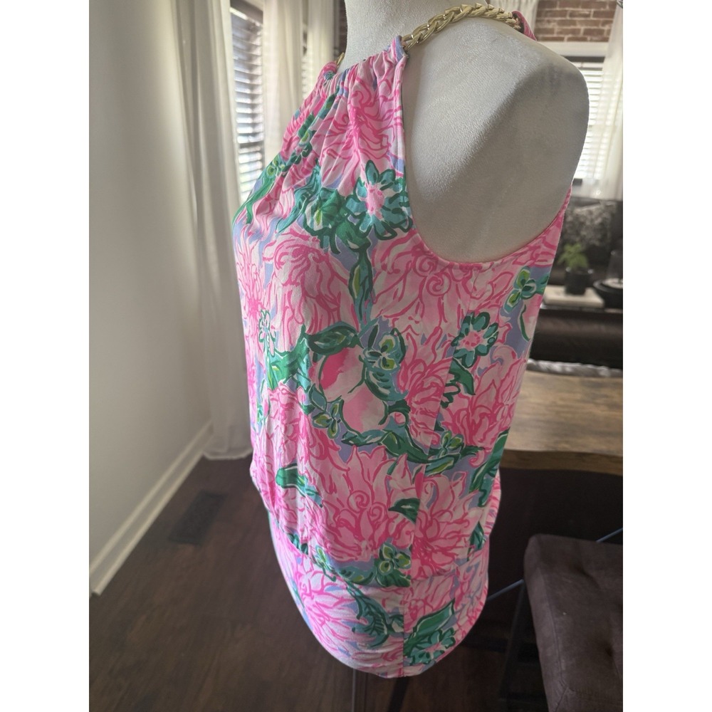 Lilly Pulitzer Bowen Try Your Zest Hslter Pink Blossom Gold ChaIn Size XS - Picture 3 of 6